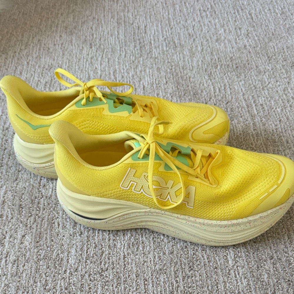 Hoka Men's Yellow Running Shoes with Mint Accents Size 13 Worn 1 time
